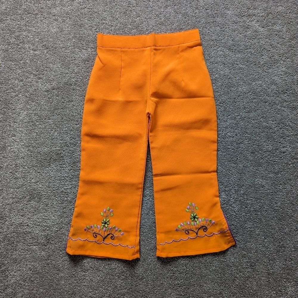 Traditional orange floral desi pants for kids